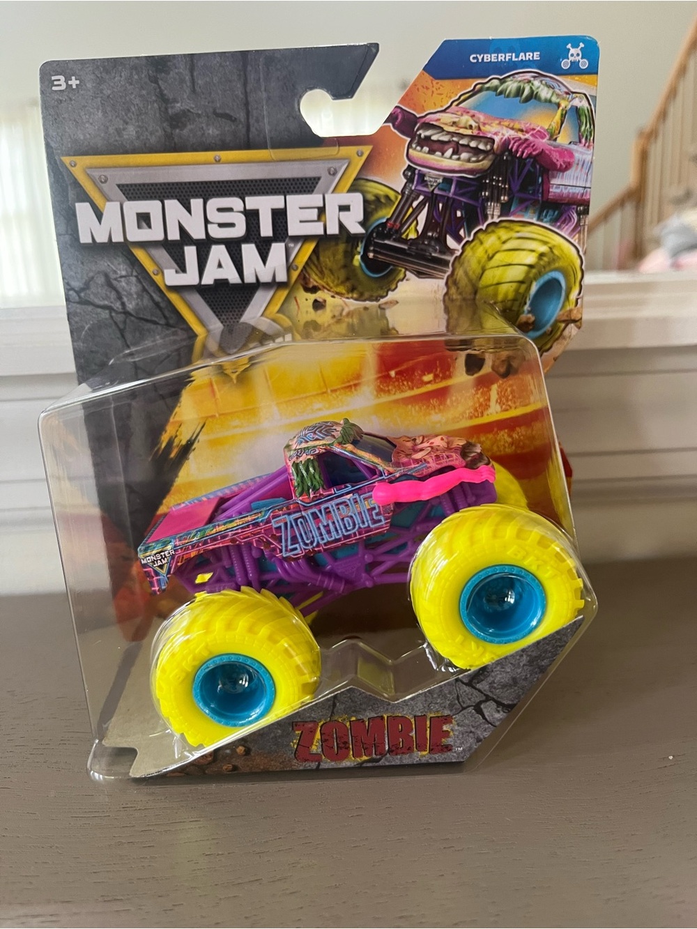 Zombie Monster jam - Hot pink Bright Yellow Wheels